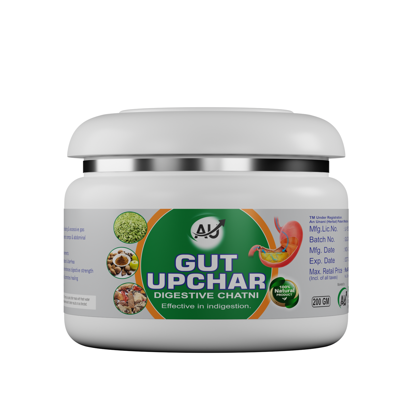 Ayurvedic Upchar Gut Upchar Digestive Chatni | 100% Natural Herbal Paste for Indigestion, Bloating & Gas Relief | Improves Gut Health and Digestive Strength | 200g Jar Ayurvedicupchar